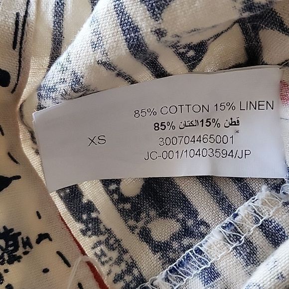 BOMBAY PAISLEY Beige Button Back Crop Top Geometric Bell-Sleeve Size XS - Picture 5 of 5